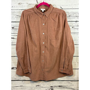 Women's J. Jill Corduroy Shirt Size M Brown